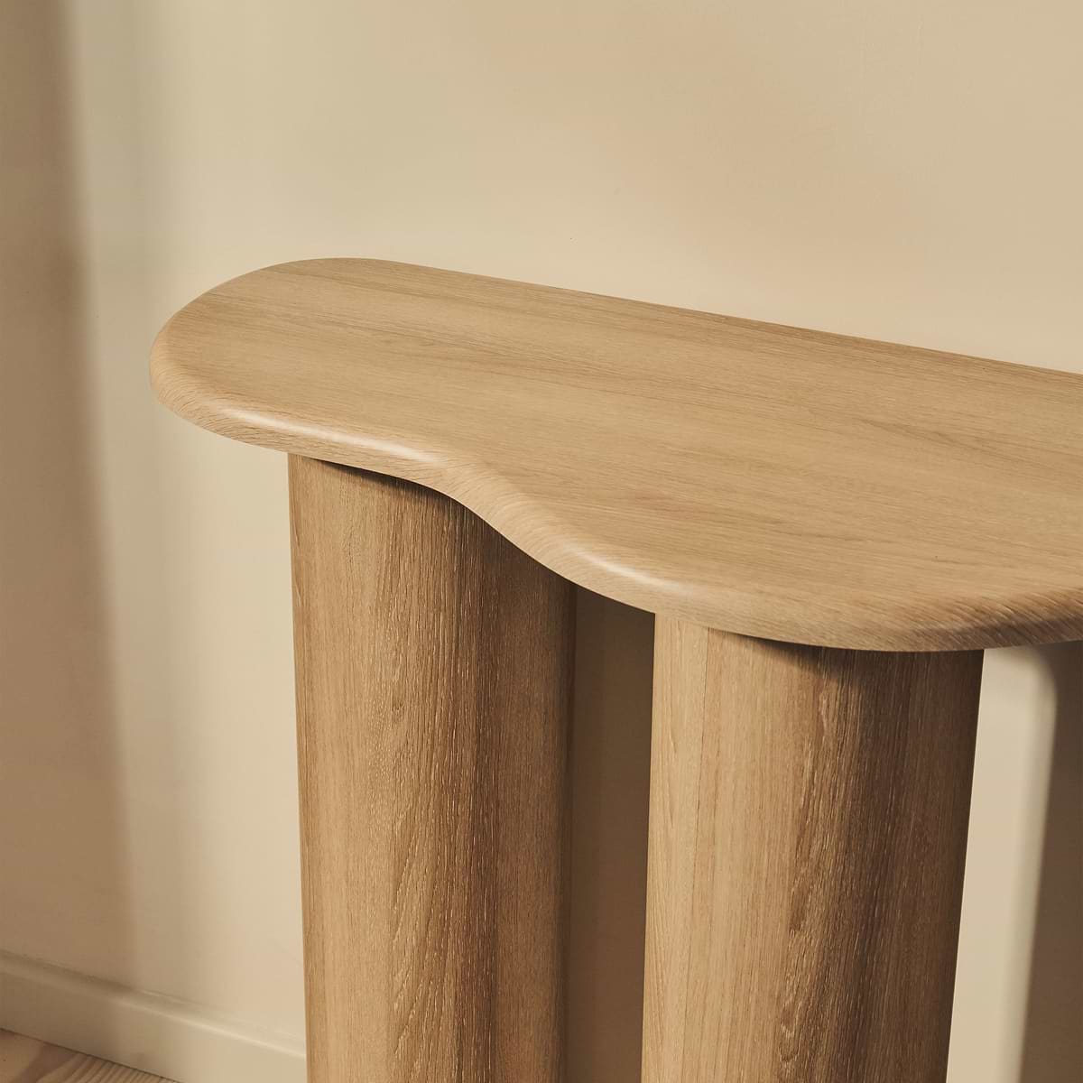 Savanna - Large Washed Wood Curved Wooden Console Table