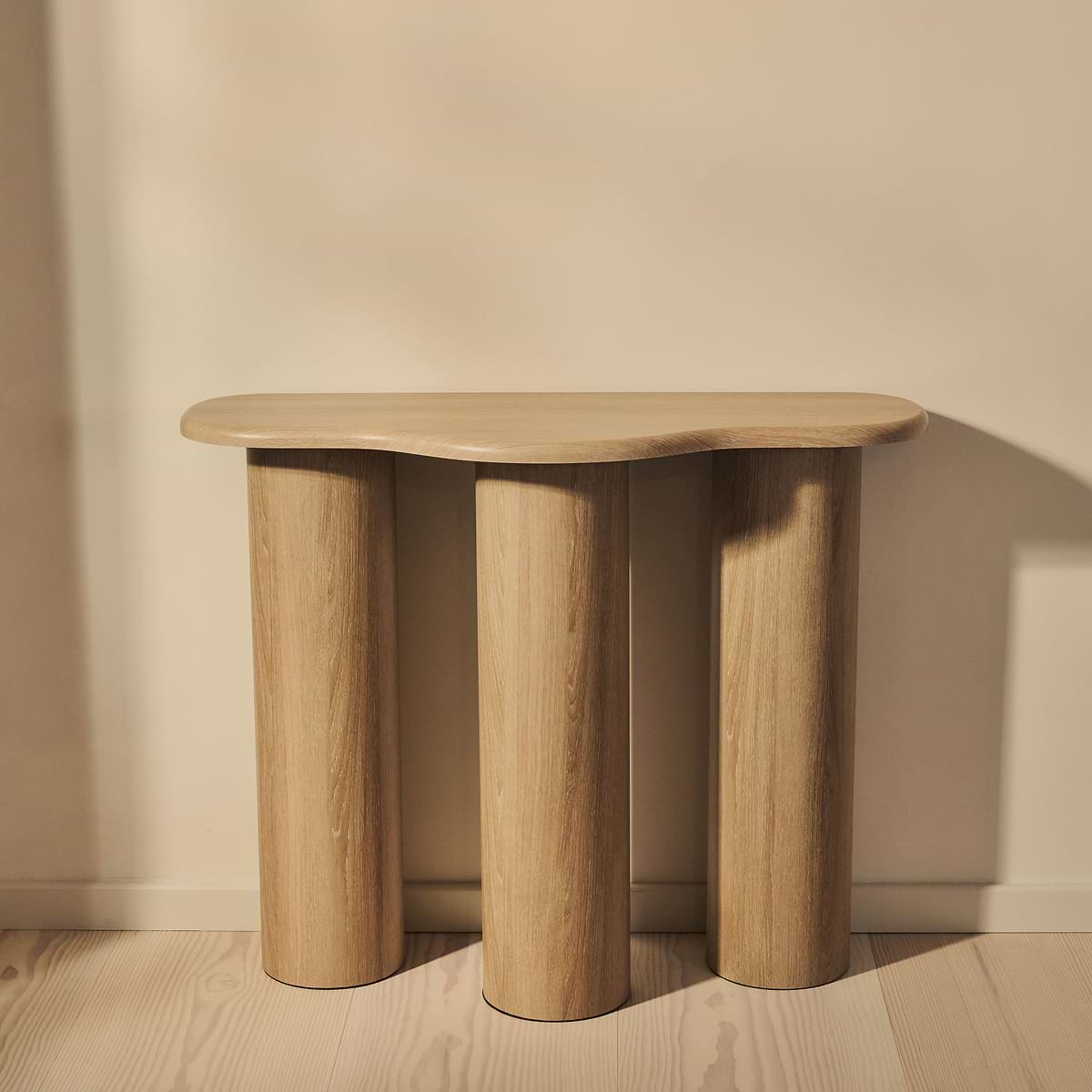 Savanna - Large Washed Wood Curved Wooden Console Table