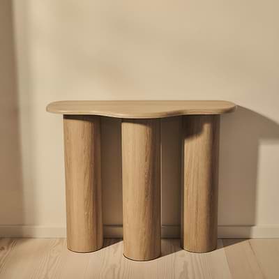 Savanna - Large Washed Wood Curved Wooden Console Table