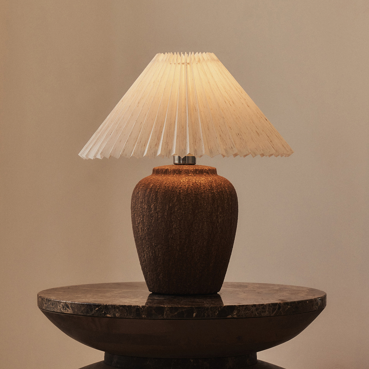 Sicily - Brown Ceramic Pleated Shade Table Lamp
