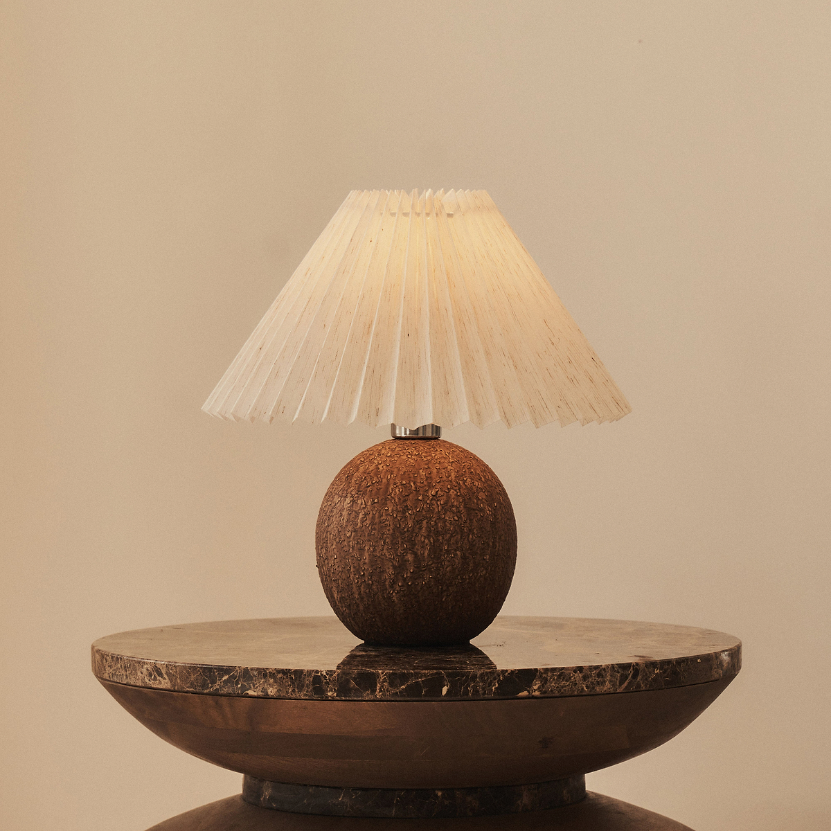 Corsica - Brown Ceramic Pleated Shade Table Lamp