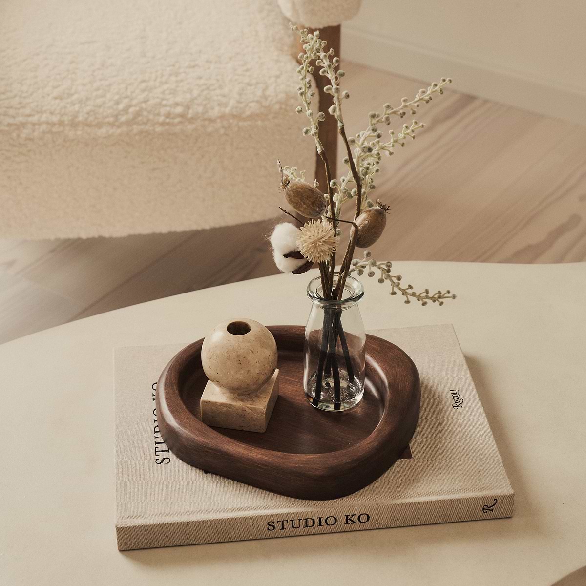 Arcurva - Dark Wood Irregular Decorative Tray 25cm x 22cm