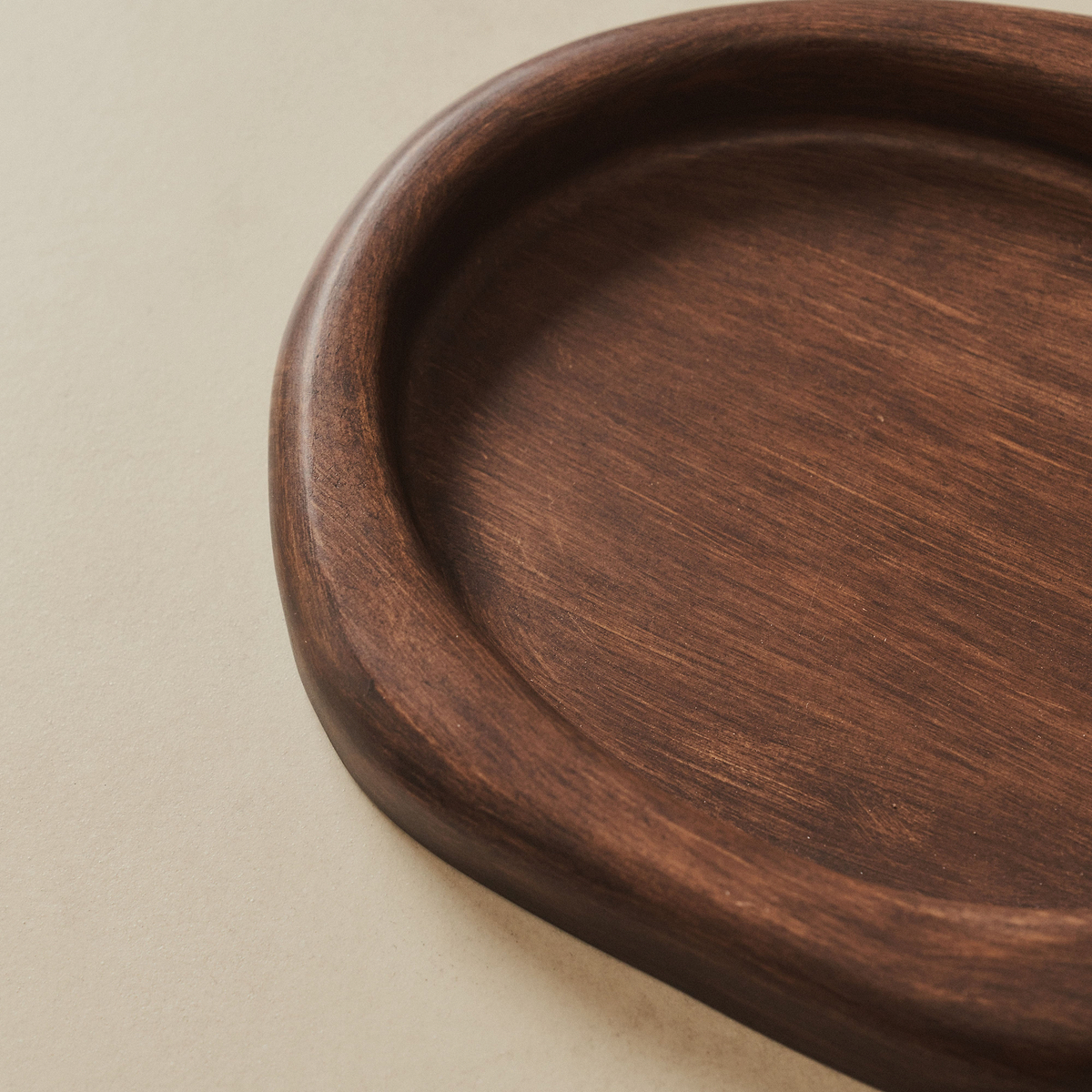 Arcurva - Dark Wood Irregular Decorative Tray 25cm x 22cm