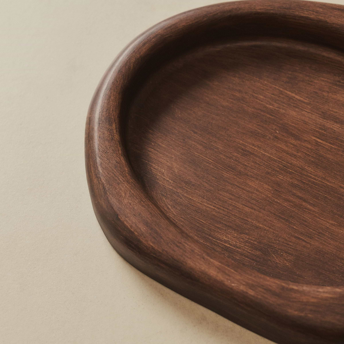 Arcurva - Dark Wood Irregular Decorative Tray 25cm x 22cm