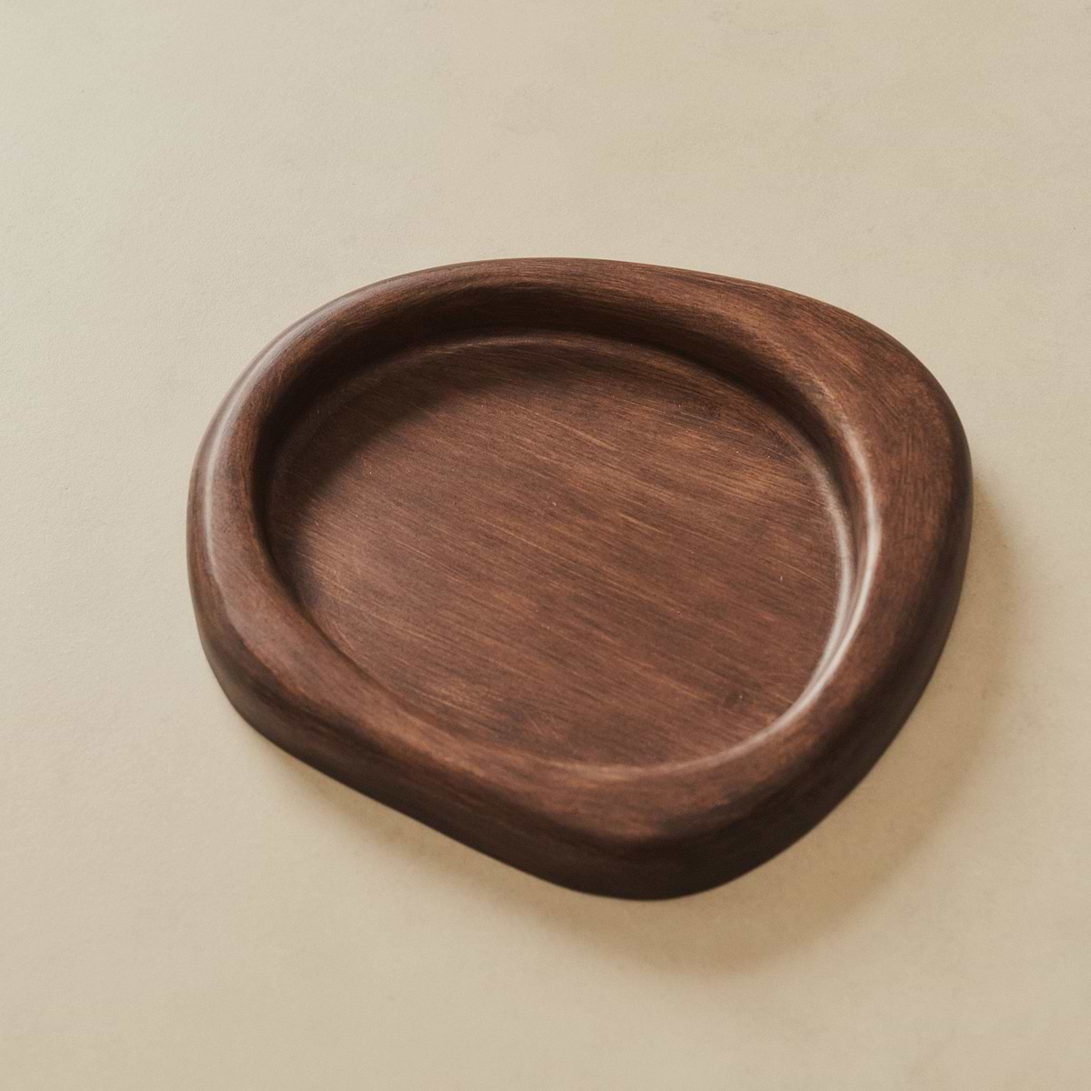 Arcurva - Dark Wood Irregular Decorative Tray 25cm x 22cm