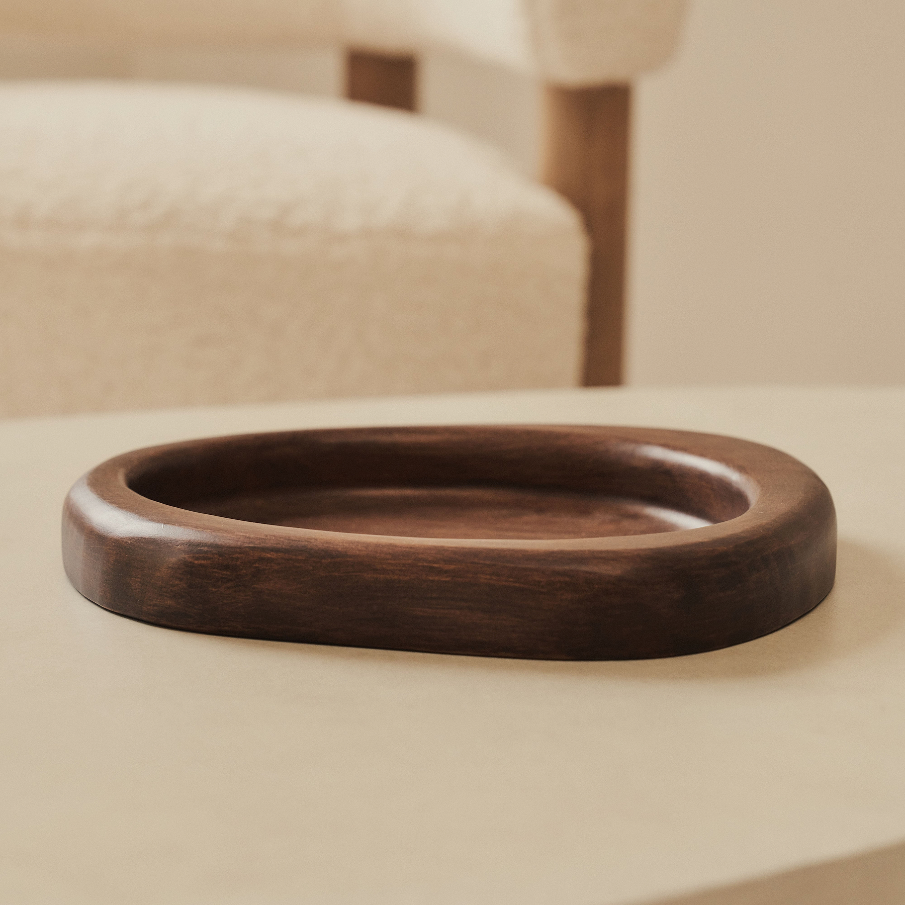 Arcurva - Dark Wood Irregular Decorative Tray 28cm x 20cm