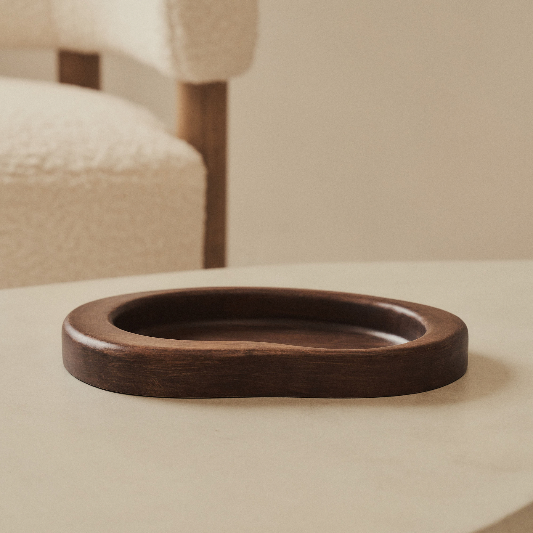 Arcurva - Dark Wood Irregular Decorative Tray 28cm x 20cm