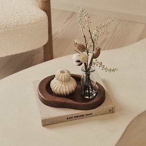 Arcurva - Dark Wood Irregular Decorative Tray 28cm x 20cm