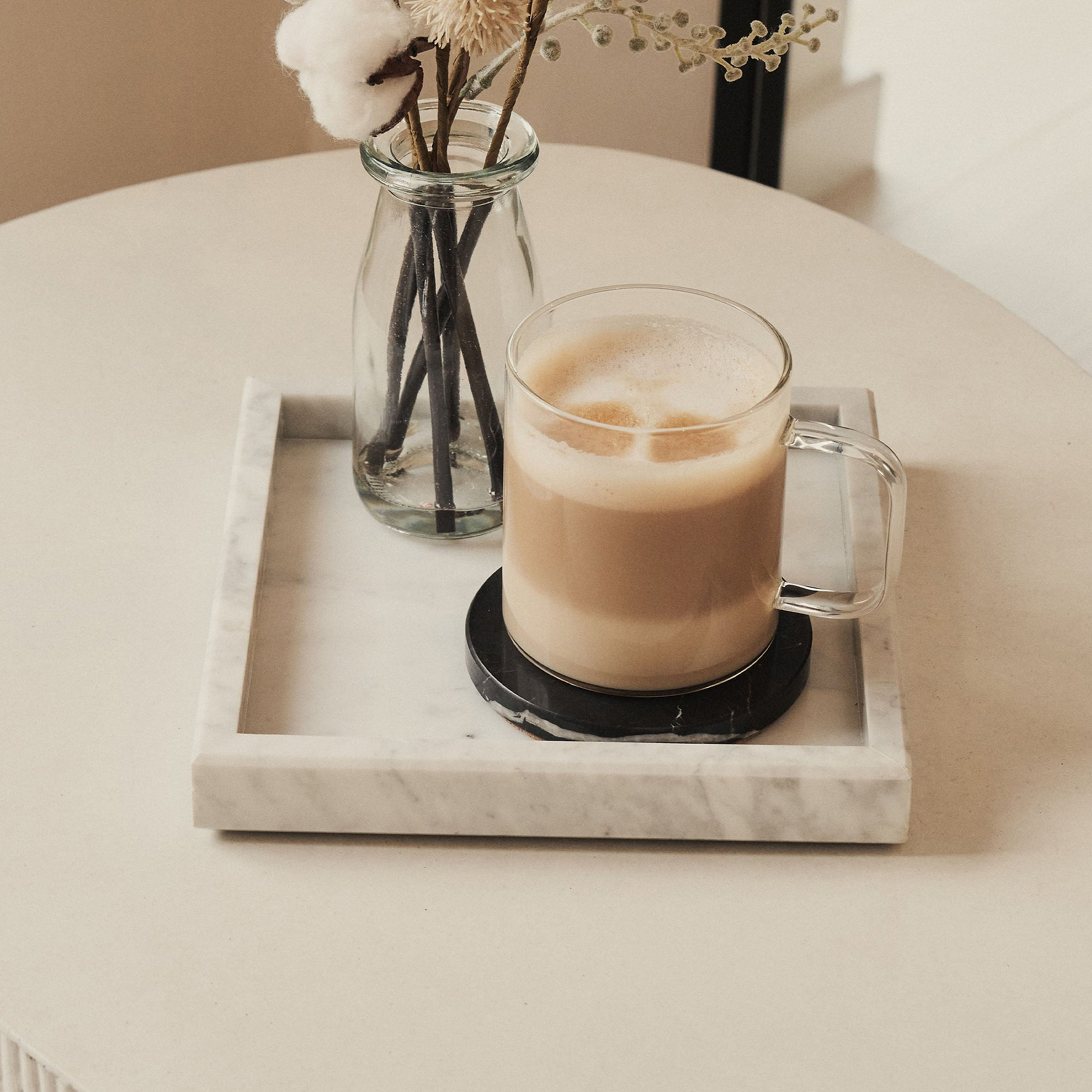 Travara - White Marble Square Decorative Tray