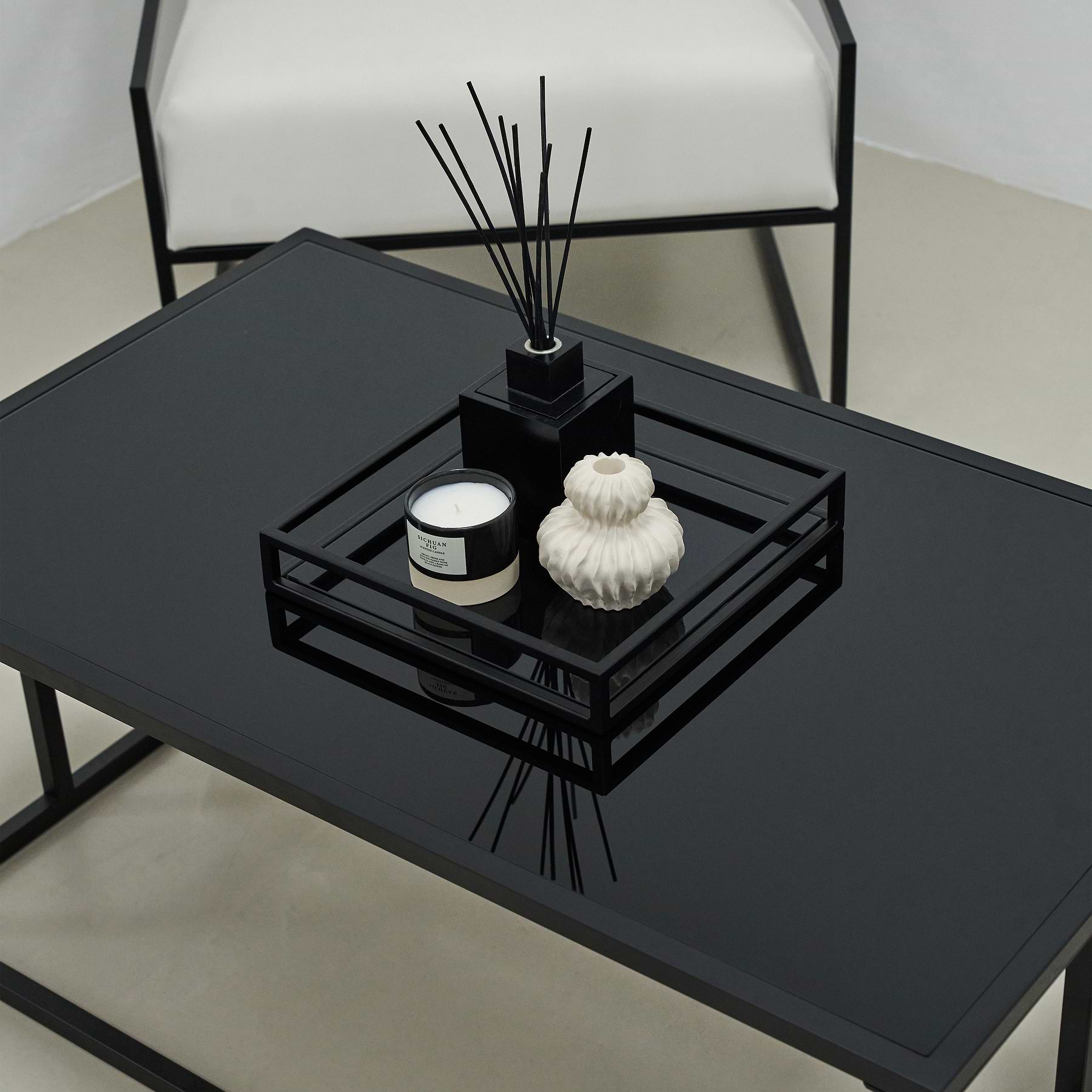 Black Modern Square Tinted Mirrored Decorative Tray - Brooklyn