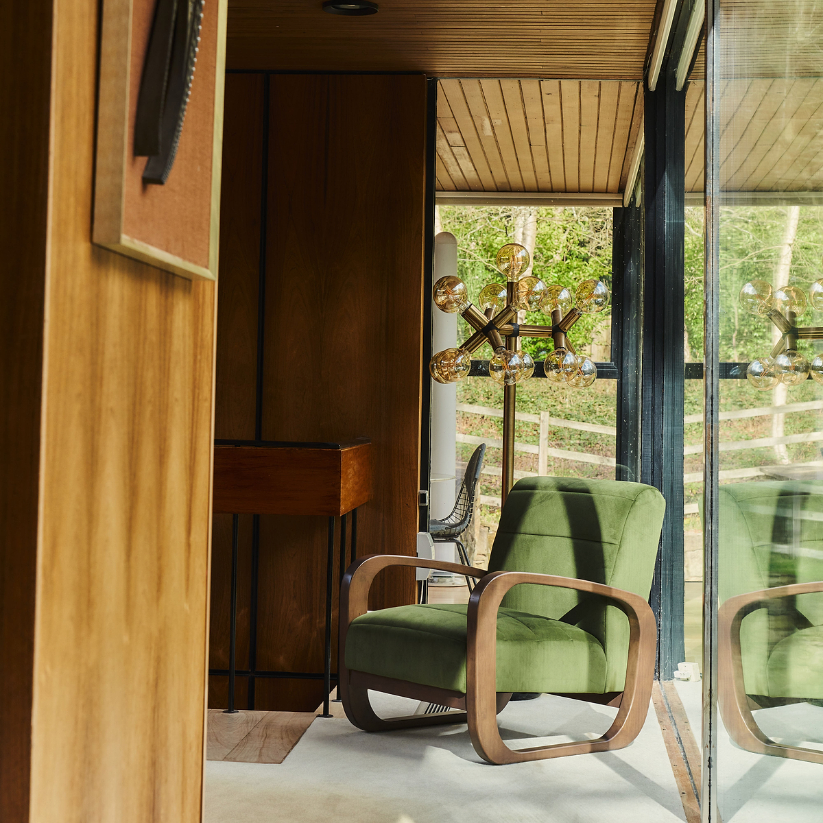 Dalton - Velvet Accent Chair Olive & Dark Wood