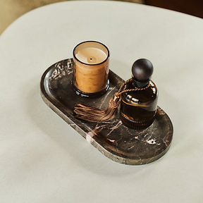 Travara - Dark Emperador Marble Oval Decorative Tray