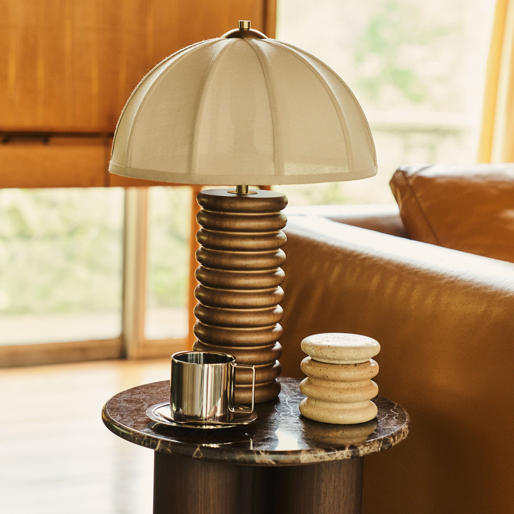Odette - Dark Wood Dome Shade Table Lamp