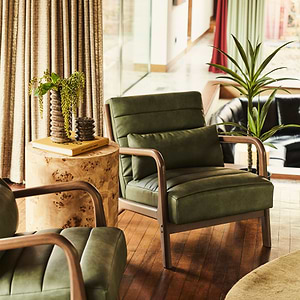 Hudson - Leather Accent Chair Olive & Dark Wood