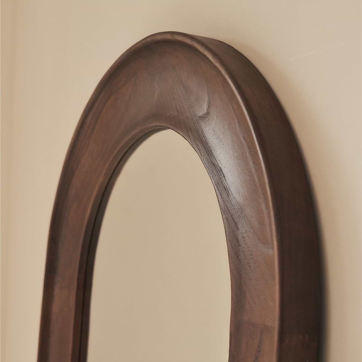 Porta - Full Length Arched Dark Wood Large Mirror 180cm x 70cm