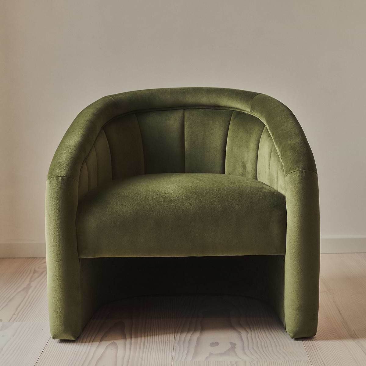 Camille - Curved Velvet Accent Chair Olive