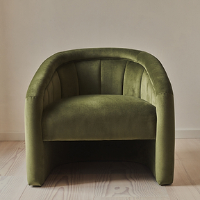 Camille - Curved Velvet Accent Chair Olive