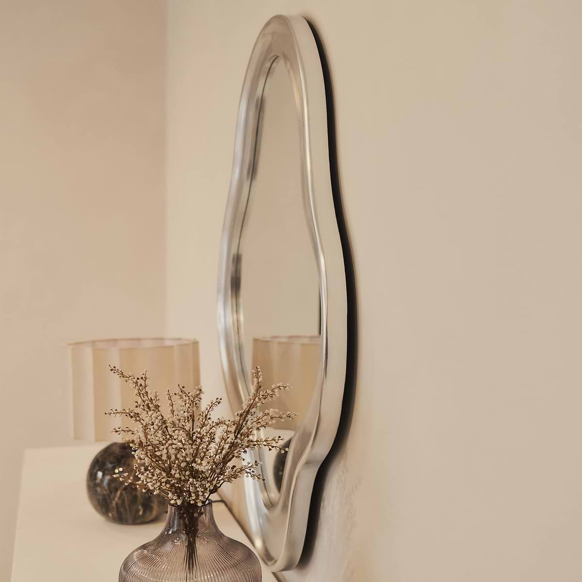 Riva - Brushed Chrome Pond Shaped Irregular Mirror 120cm x 90cm