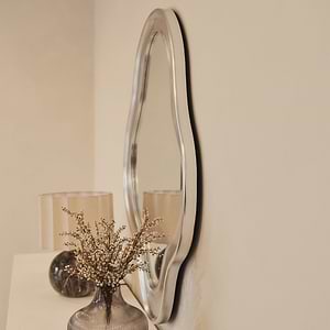 Riva - Brushed Chrome Pond Shaped Irregular Mirror 120cm x 90cm