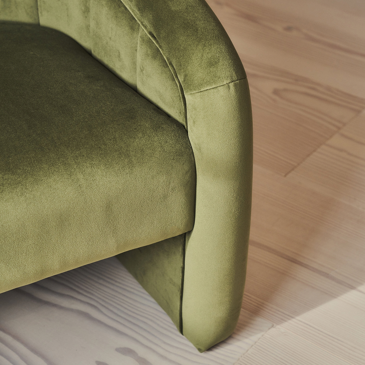 Camille - Curved Velvet Accent Chair Olive