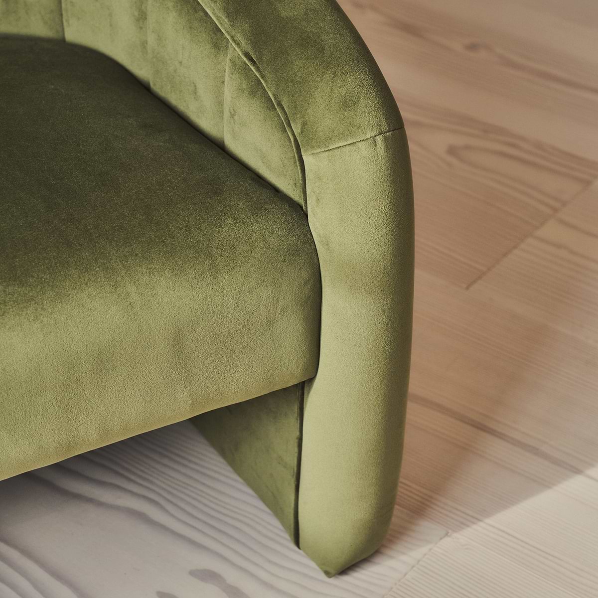 Camille - Curved Velvet Accent Chair Olive