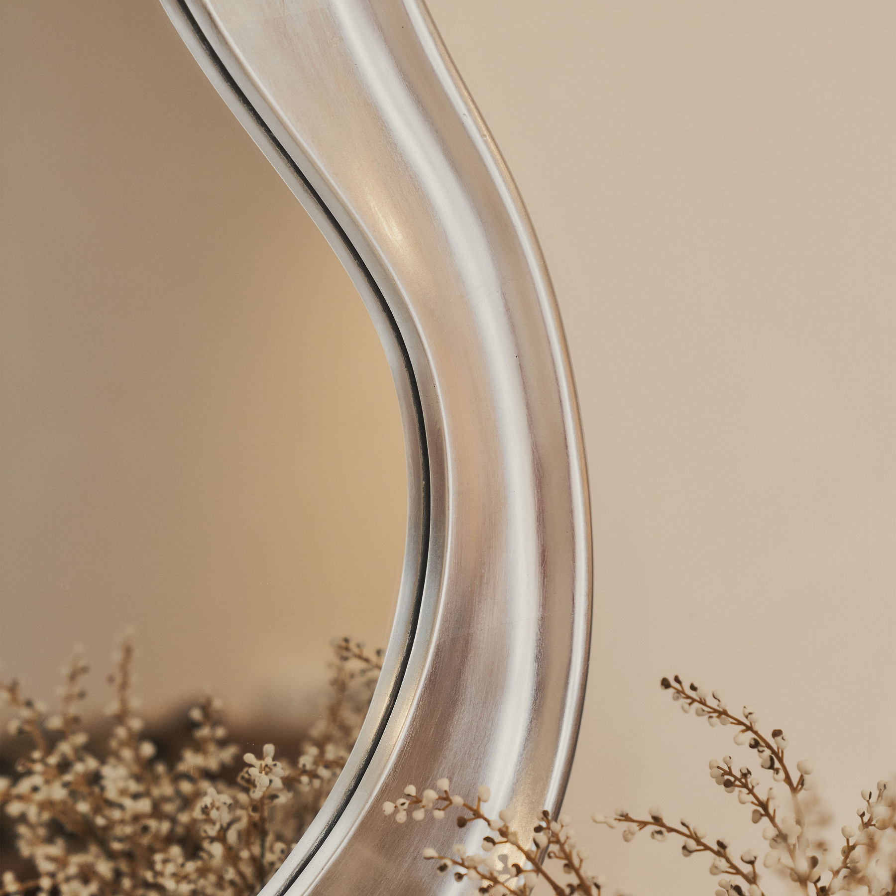 Riva - Brushed Chrome Pond Shaped Irregular Mirror 98cm x 89cm