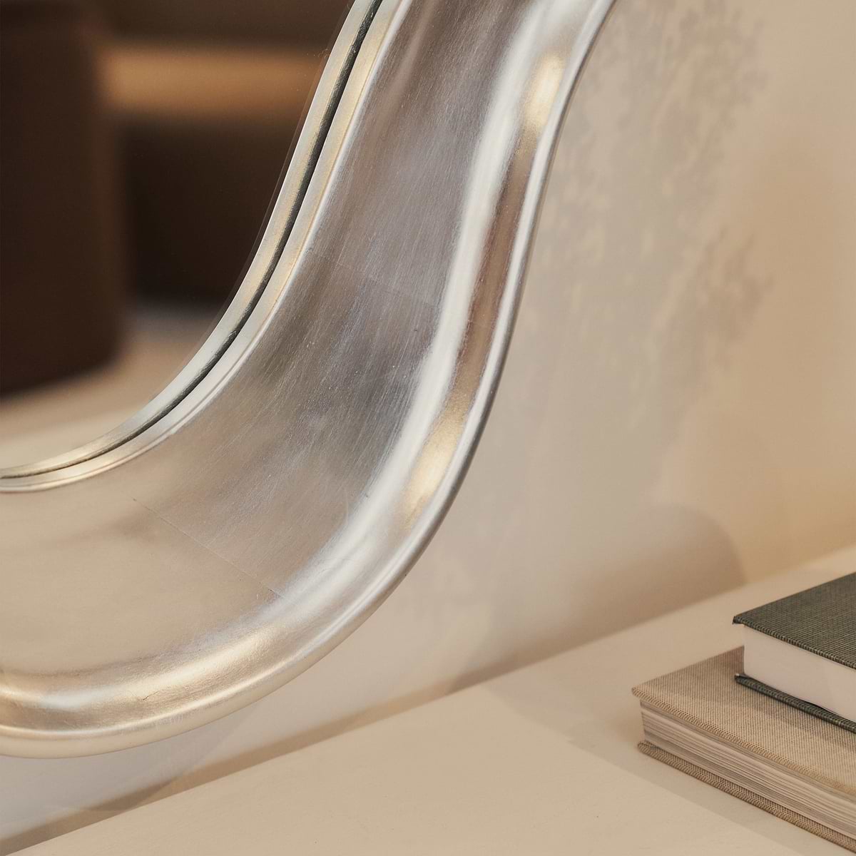 Riva - Brushed Chrome Pond Shaped Irregular Mirror 98cm x 89cm