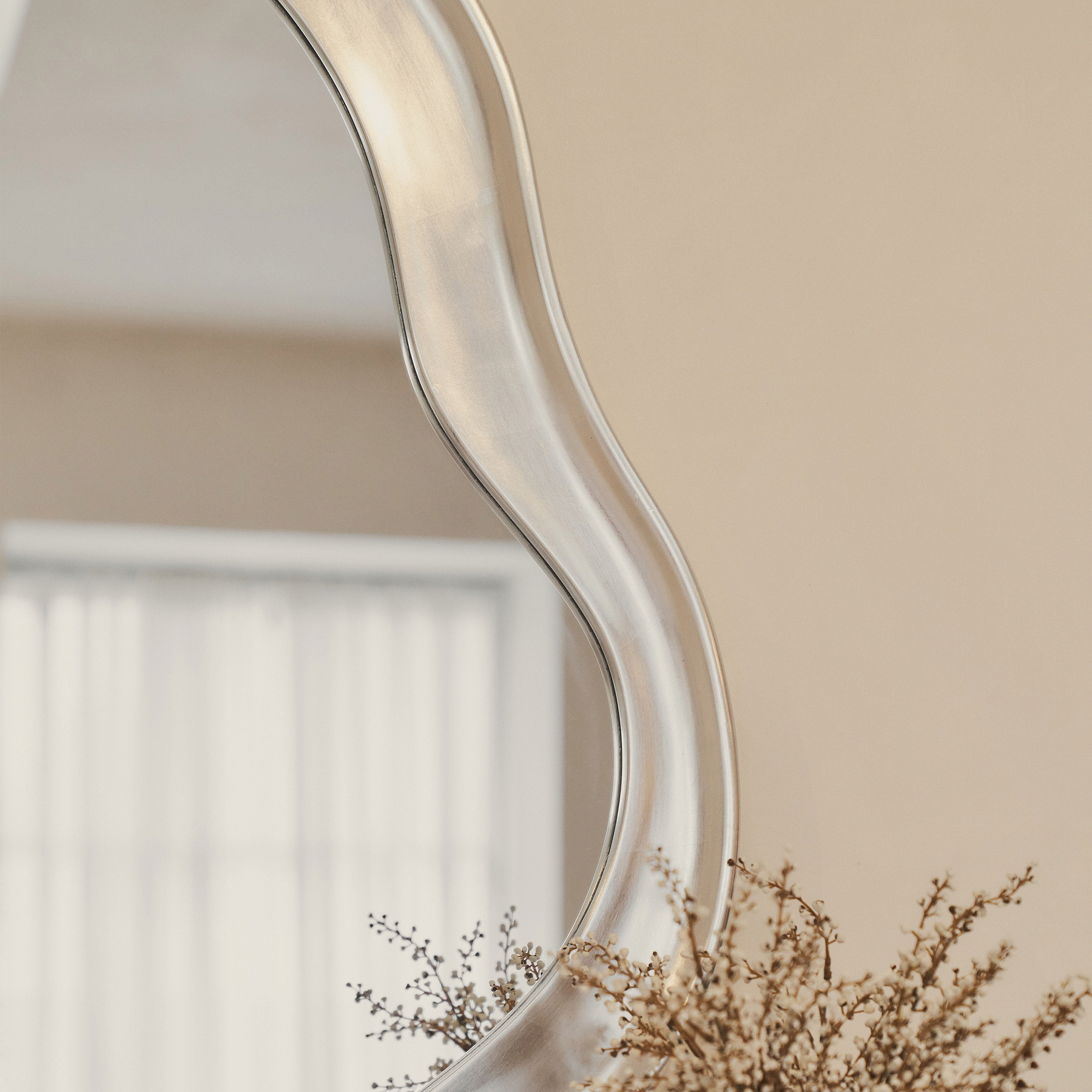 Riva - Brushed Chrome Pond Shaped Irregular Mirror 98cm x 89cm