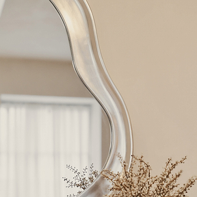 Riva - Brushed Chrome Pond Shaped Irregular Mirror 98cm x 89cm