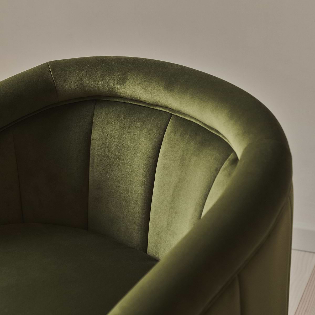 Camille - Curved Velvet Accent Chair Olive