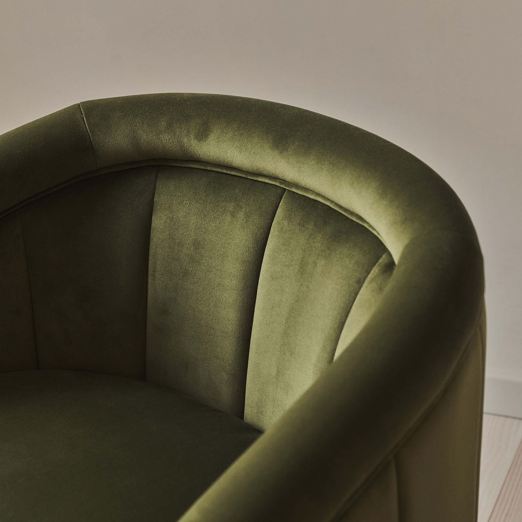 Camille - Curved Velvet Accent Chair Olive