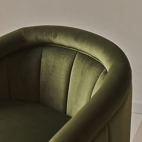 Camille - Curved Velvet Accent Chair Olive