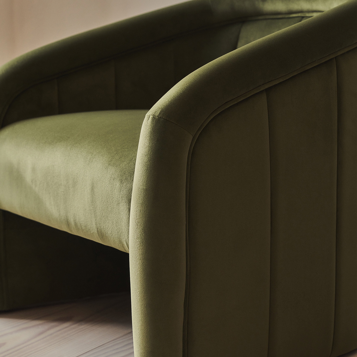 Camille - Curved Velvet Accent Chair Olive