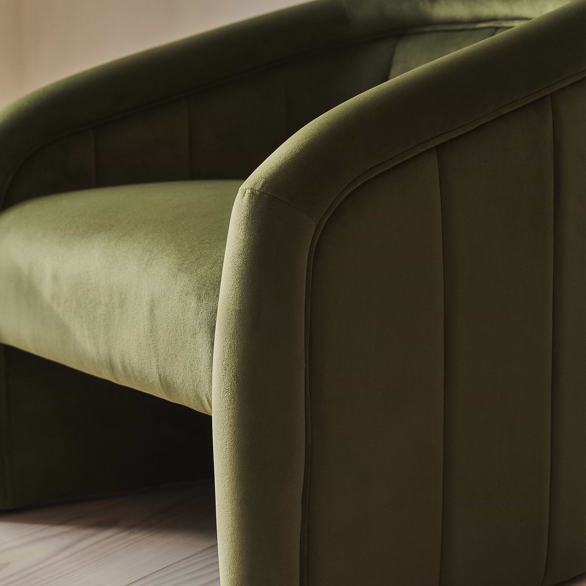 Camille - Curved Velvet Accent Chair Olive