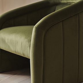 Camille - Curved Velvet Accent Chair Olive