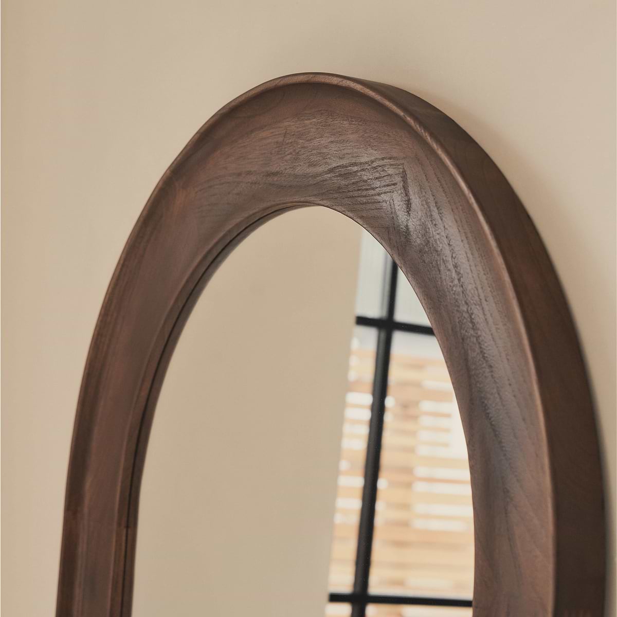 Porta - Full Length Arched Dark Wood Large Mirror 180cm x 90cm