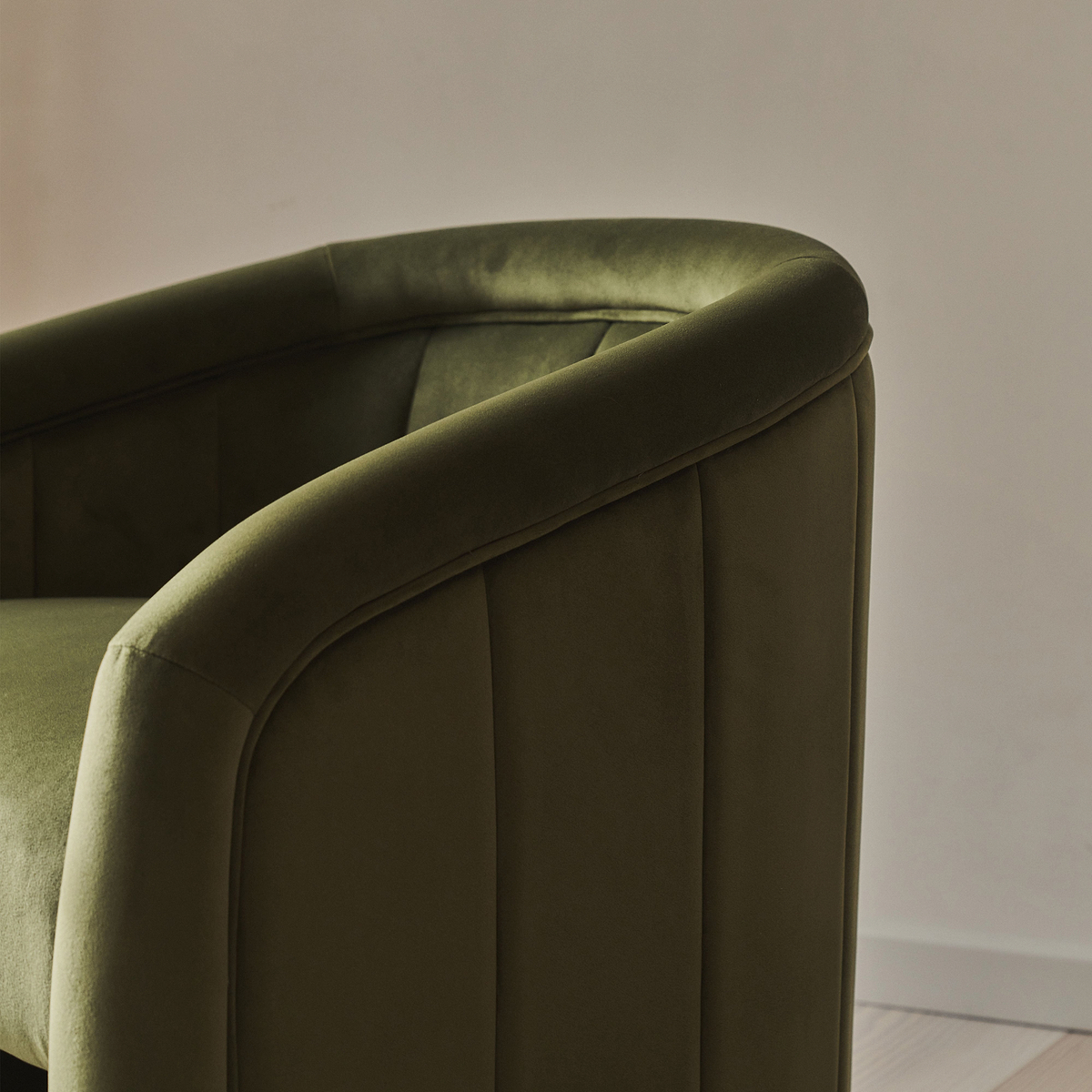 Camille - Curved Velvet Accent Chair Olive