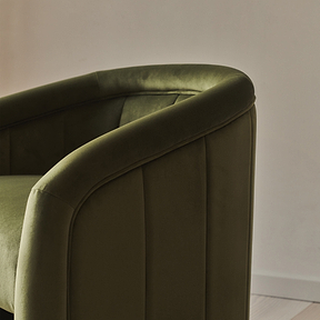 Camille - Curved Velvet Accent Chair Olive