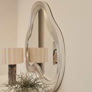 Riva - Brushed Chrome Pond Shaped Irregular Mirror 98cm x 89cm