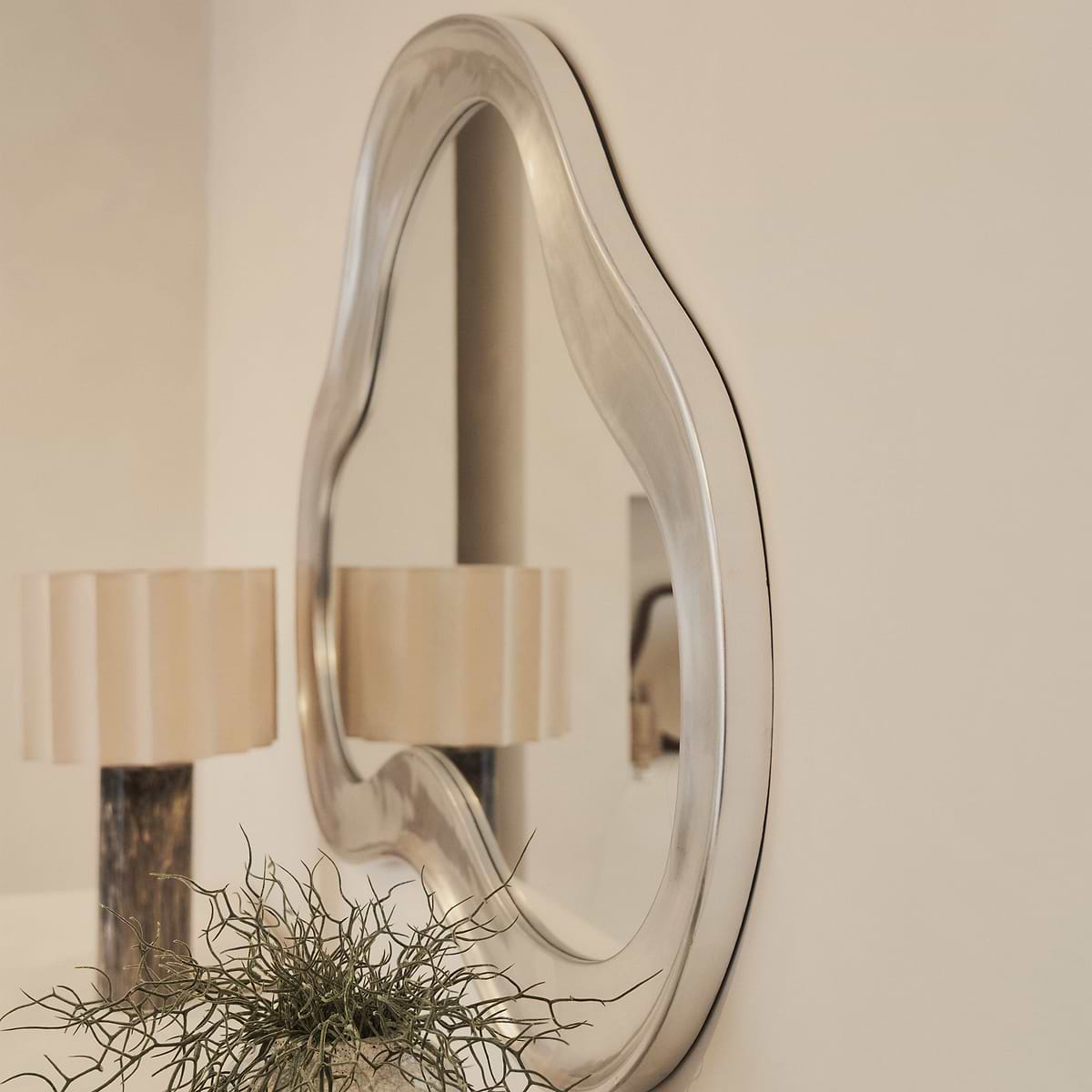 Riva - Brushed Chrome Pond Shaped Irregular Mirror 120cm x 90cm