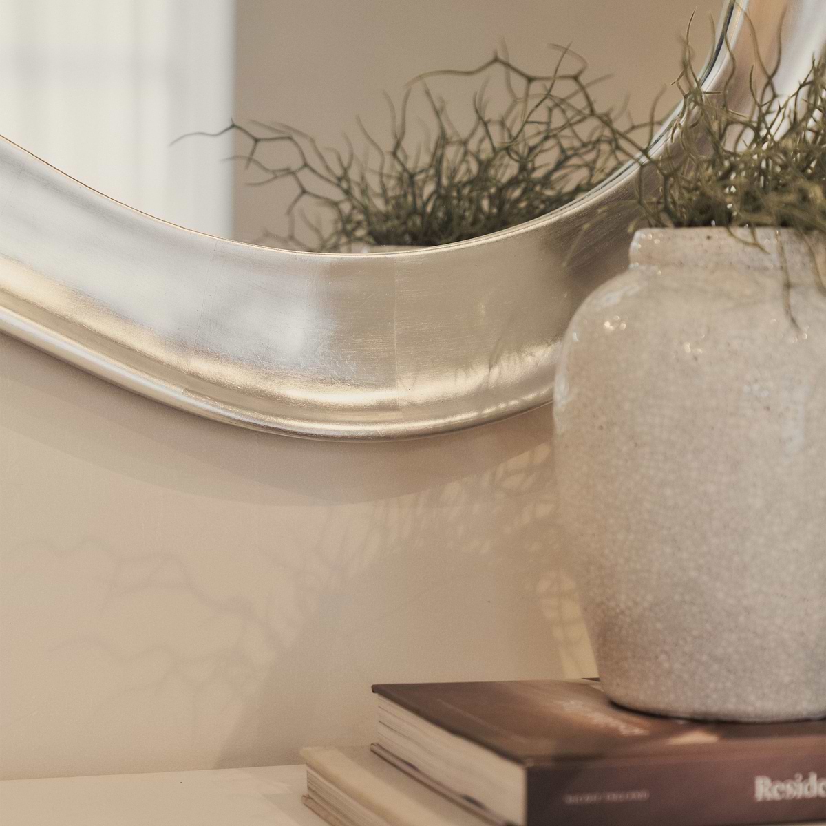 Riva - Brushed Chrome Pond Shaped Irregular Mirror 98cm x 89cm