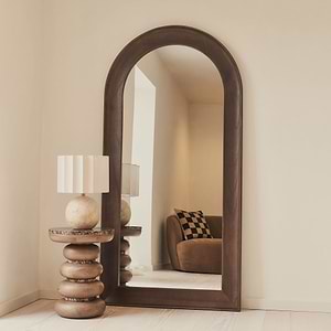 Porta - Full Length Arched Dark Wood Large Mirror 180cm x 90cm