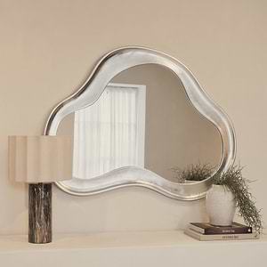 Riva - Brushed Chrome Pond Shaped Irregular Mirror 98cm x 89cm