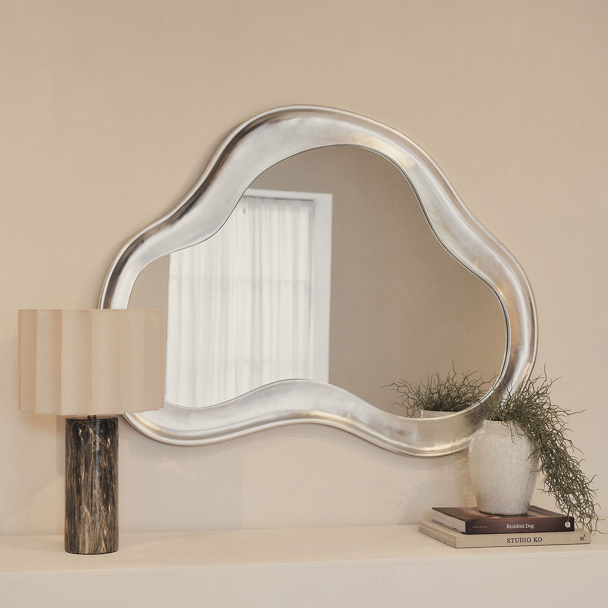 Riva - Brushed Chrome Pond Shaped Irregular Mirror 120cm x 90cm
