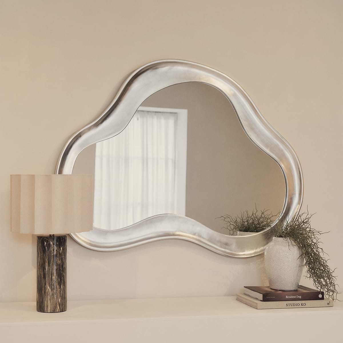 Riva - Brushed Chrome Pond Shaped Irregular Mirror 120cm x 90cm