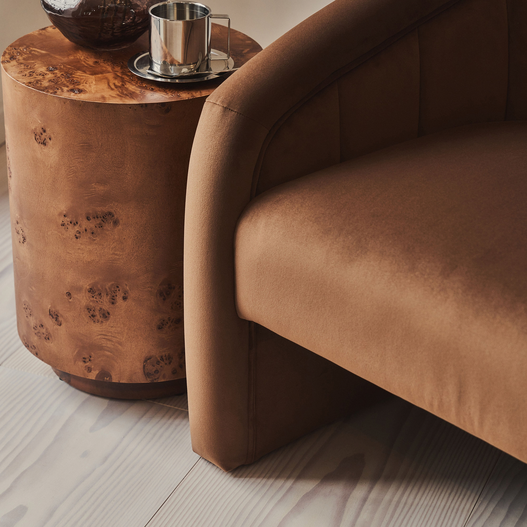 Camille - Curved Velvet Accent Chair Brown