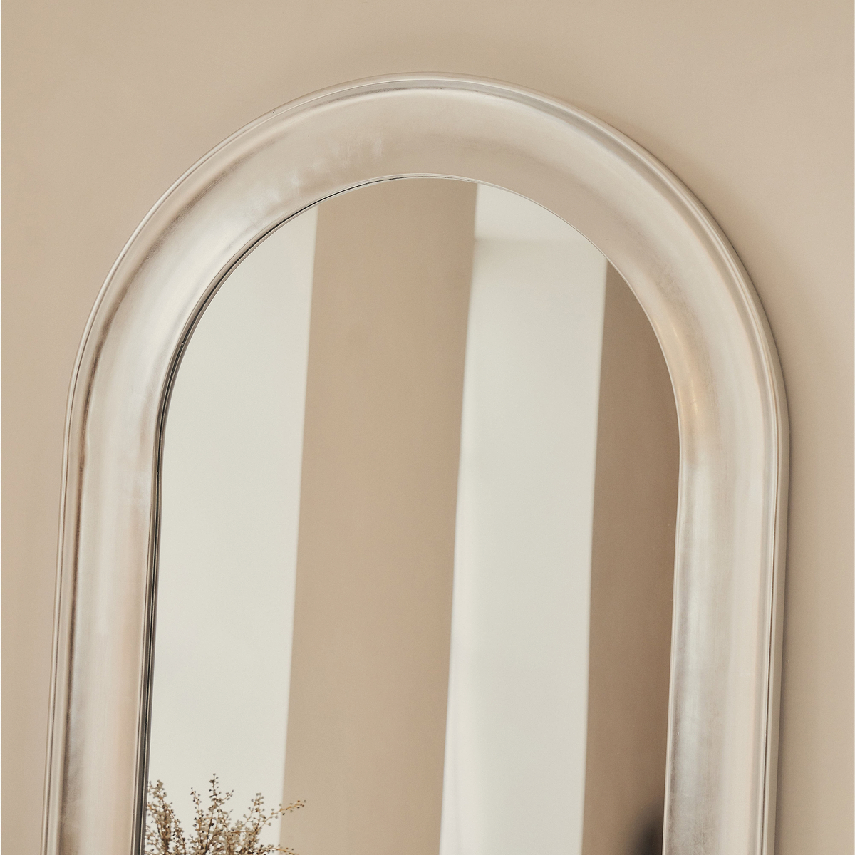 Porta - Full Length Arched Brushed Chrome Large Mirror 180cm x 90cm