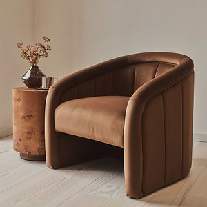 Camille - Curved Velvet Accent Chair Brown