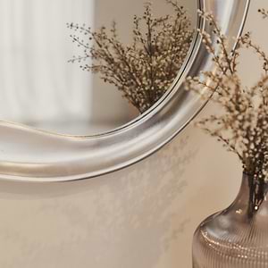 Riva - Brushed Chrome Pond Shaped Irregular Mirror 90cm x 85cm