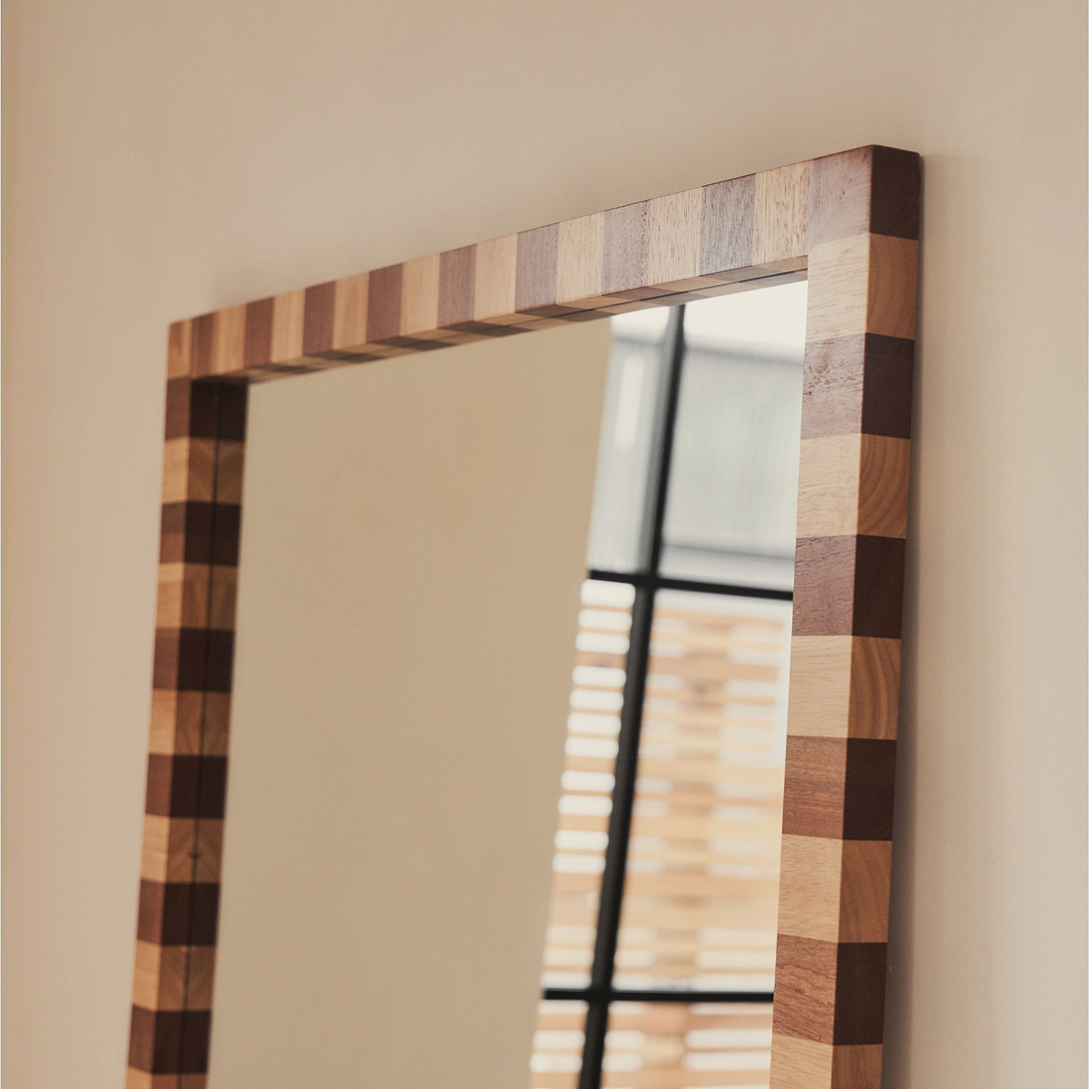 Tessera - Dark Wood & Light Wood Chequered Rectangular Wooden Mirror 180cm x 90cm